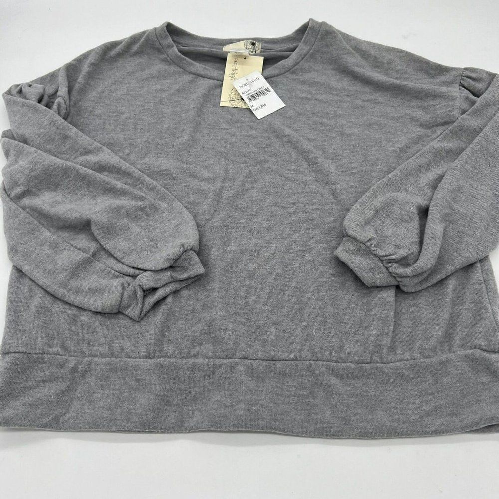 Everleigh Gray Long Sleeve Bubble Sleeve Pullover Sweater Size M NWT